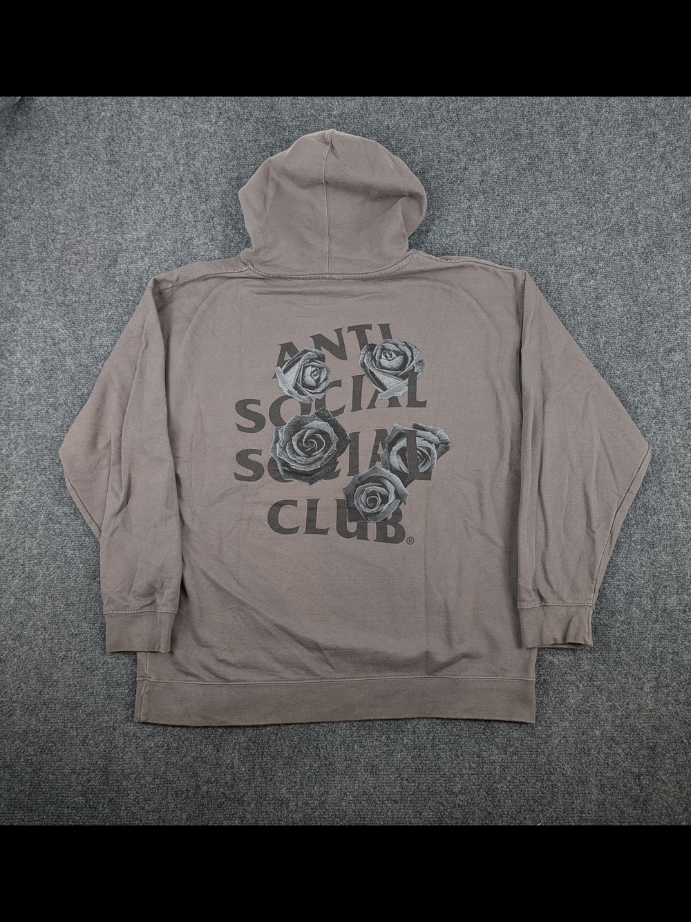 Anti Social Social Club Rose Hoodie ASSC Washed Brown Grey Floral Pullover XL